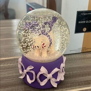 Purple Pig musical  Snow  Water Globe with Bow Accents